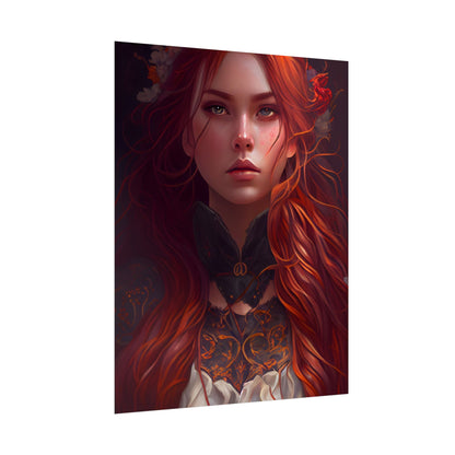 Redhead Female Portrait in a Dress - Poster
