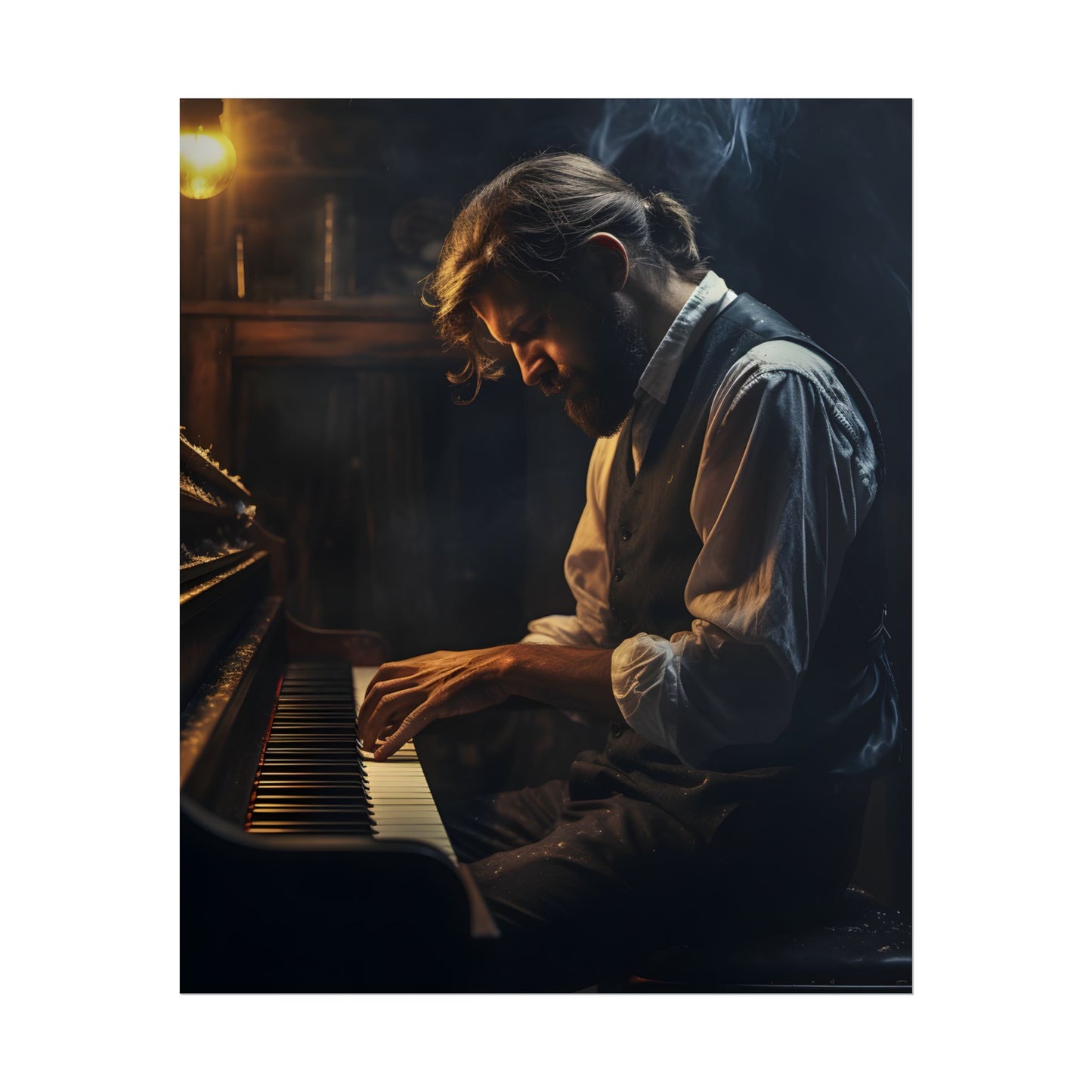 Mysterious Piano Maestro: Musical Artwork - Poster