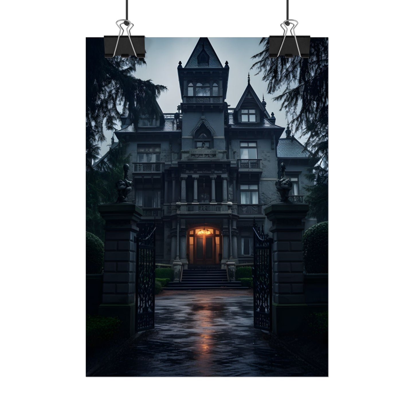 Haunted Victorian Mansion: Spooky Atmosphere Artwork - Poster