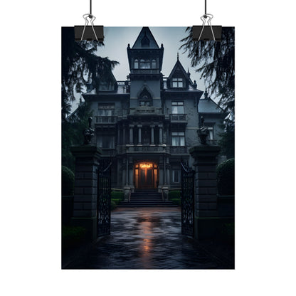 Haunted Victorian Mansion: Spooky Atmosphere Artwork - Poster