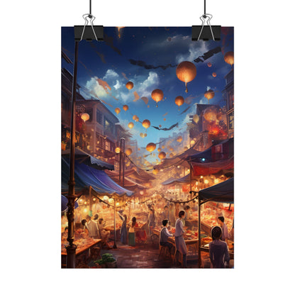 Magical Street Food Market: Enchanted Eats in Full Bloom - Poster