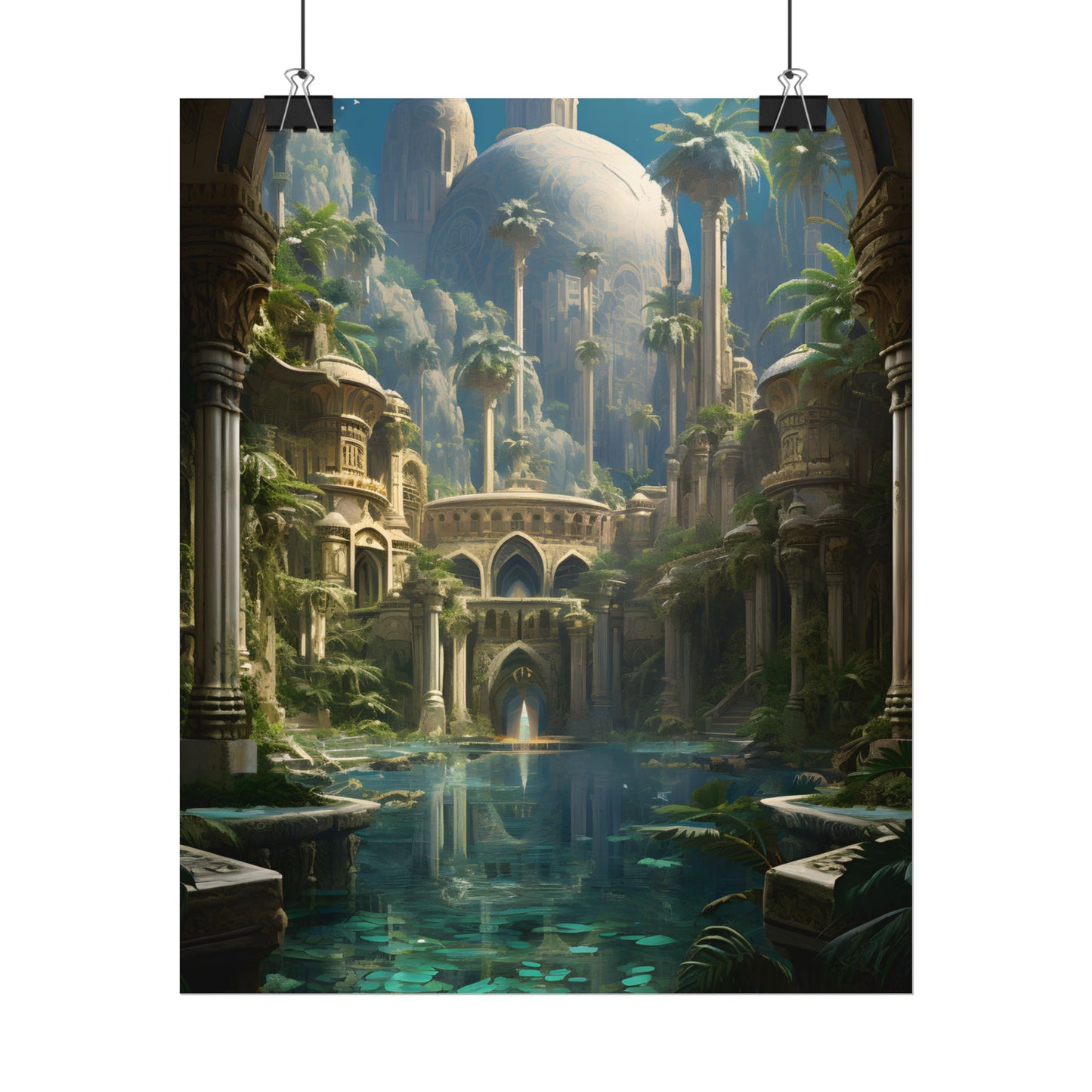 Majestic Desert Oasis: Arabian Nights-Inspired Bird's Eye View - Poster