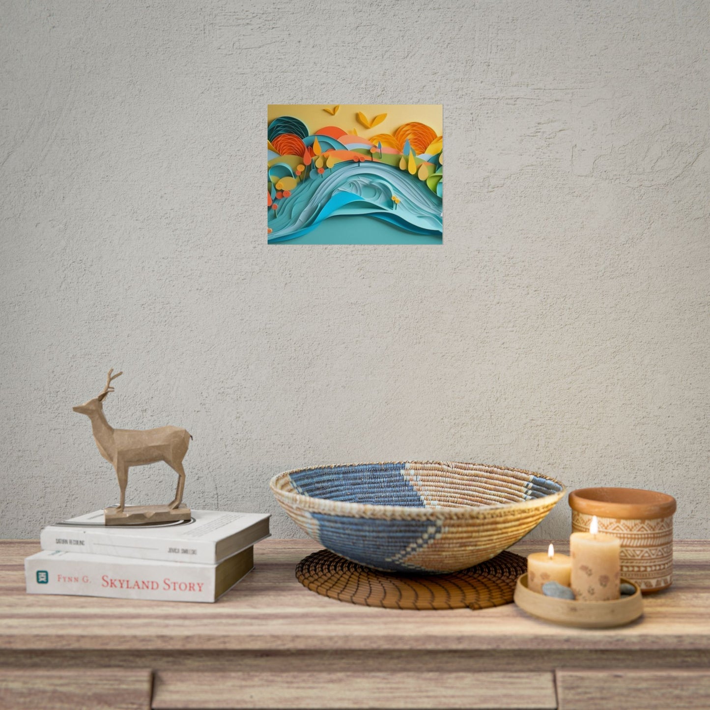 Magical Peaceful Beach: Paper Quilled Serenity - Poster