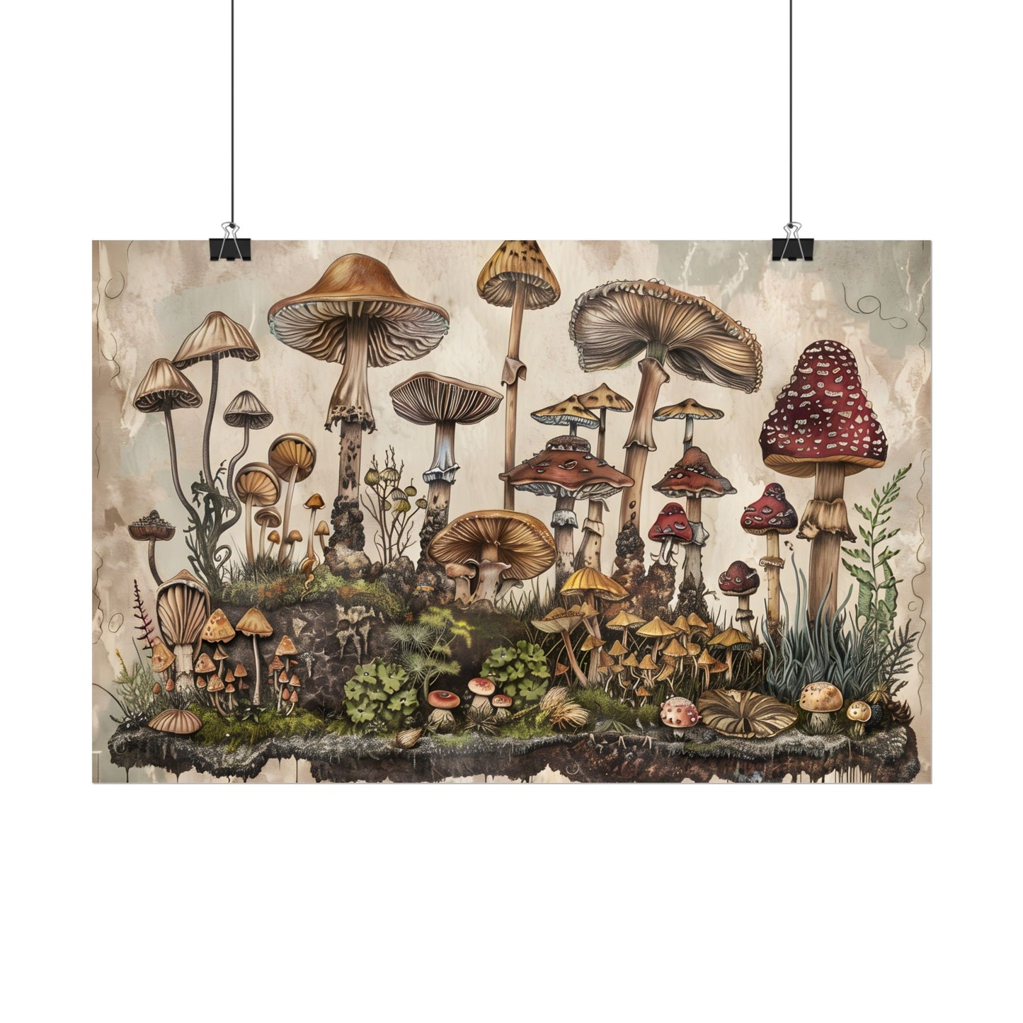 Vintage Mushroom Illustrations: A Collection of Unique Fungi - Poster