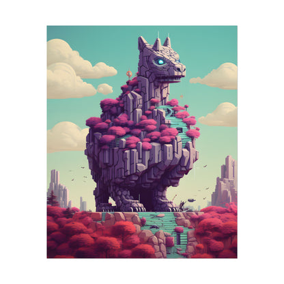 Futuristic Cyber Pet: Neon Pixel Art - Poster