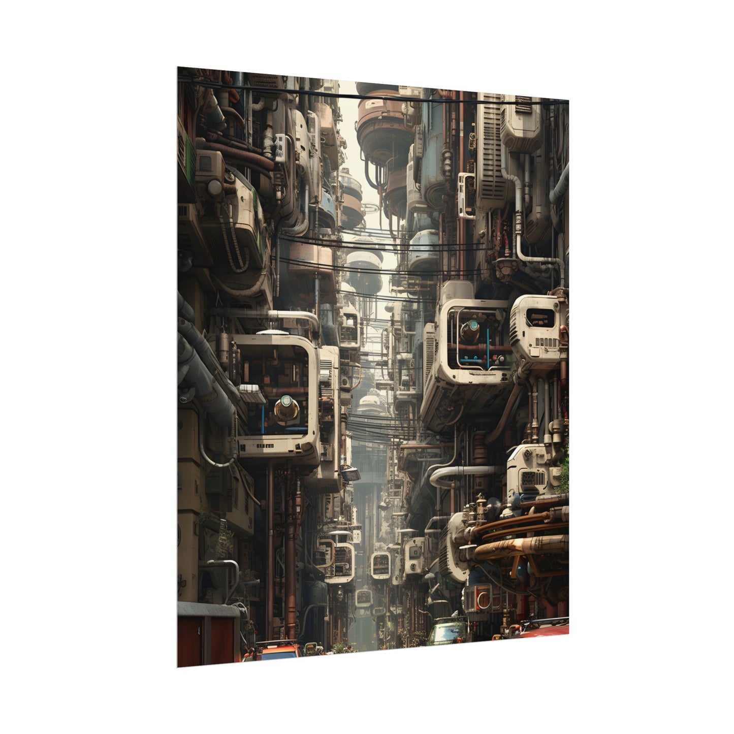 Steampunk Post-Apocalyptic City: Nighttime Digital Artwork - Poster