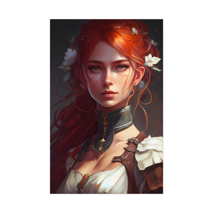 Redheaded Beauty: Formal Portrait in Dark Dress - Poster