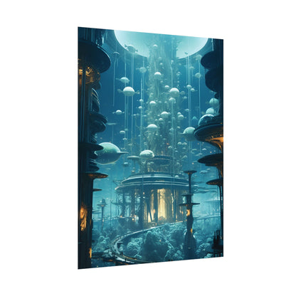 Underwater City of Tomorrow: Futuristic Urban Landscape Art - Poster