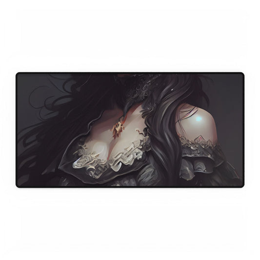 Calm Confidence: Striking Female Portrait with Black Hair - Desk Mat