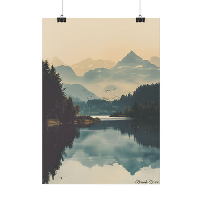 Serene Mountain Lake Aerial: Birds Eye View Artwork - Poster