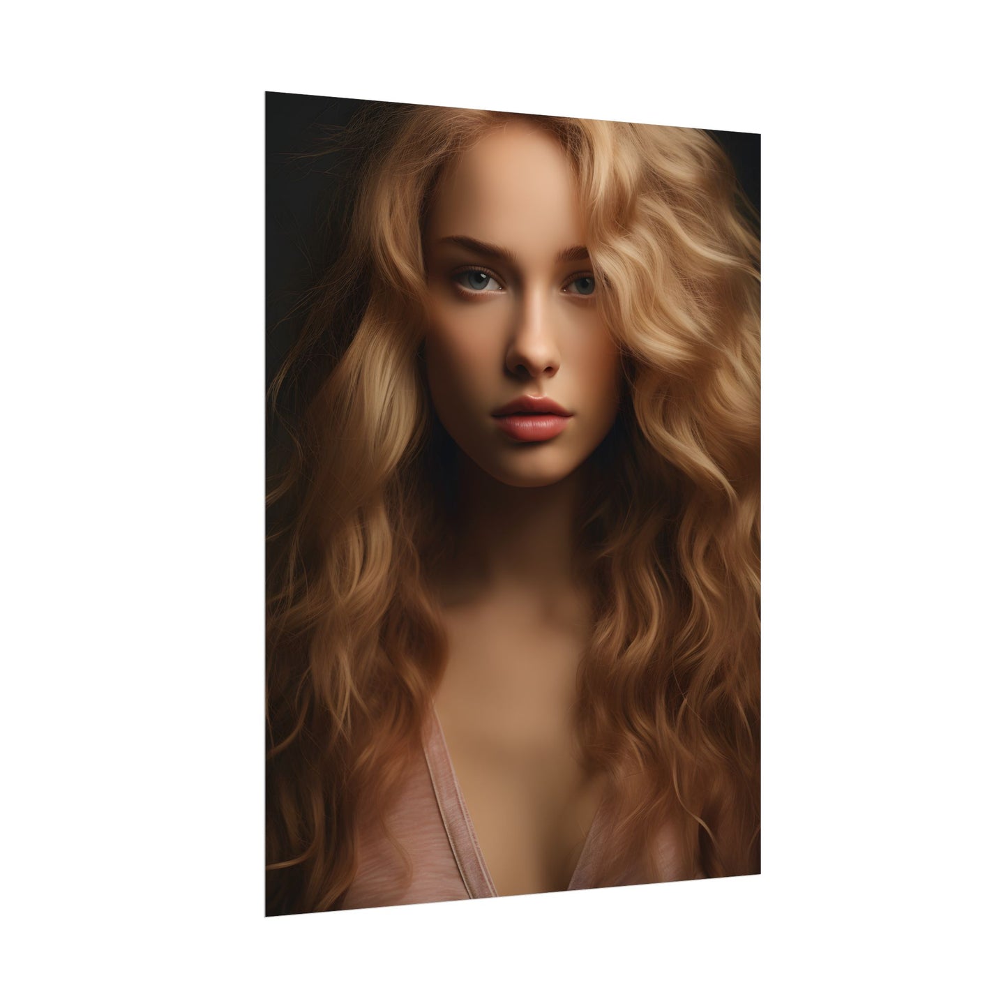 Modern Blonde Woman: Minimalist Style Portrait - Poster