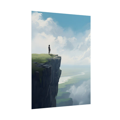 Spring Afternoon Outdoor Scene: Person Walking on Sidewalk - Poster