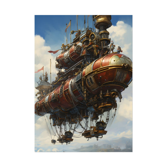 Steampunk Sky-Liner Showdown: Airship Racing in the Clouds - Poster