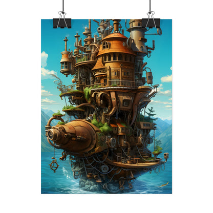 Oceanic Steampunk Treasure Dive: Underwater Adventure Artwork - Poster