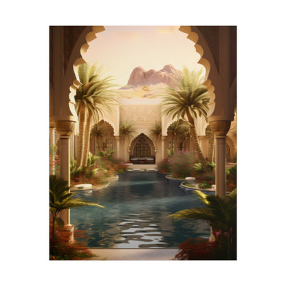 Serene Desert Oasis Art: Arabian Nights-Inspired Print - Poster