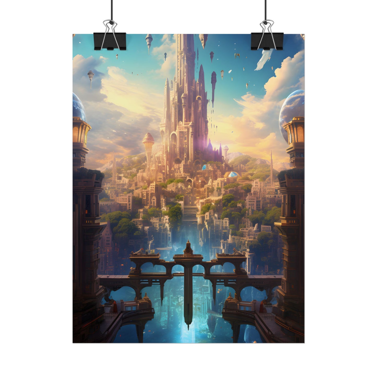 Floating Columbia: Breathtaking Serene Cityscape Artwork - Poster