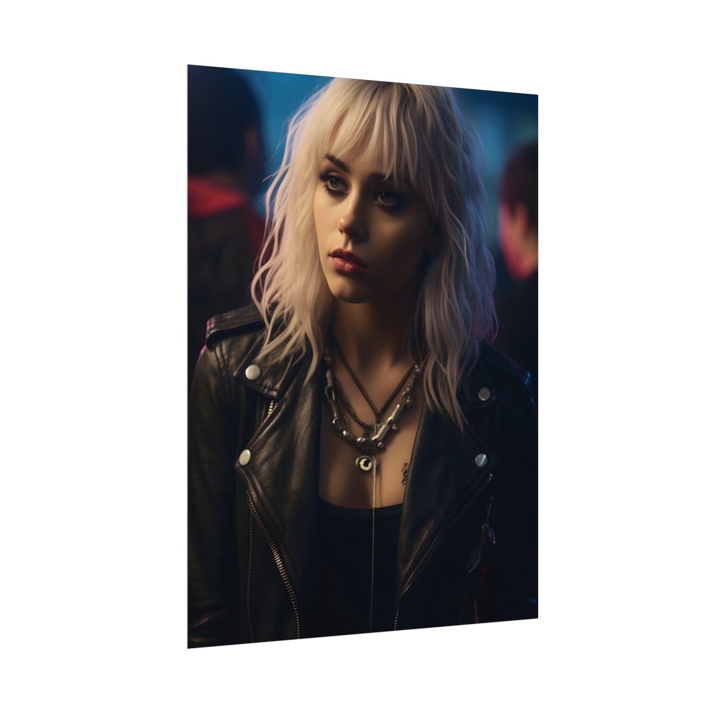 Cyberpunk Blonde Woman: Fashionable Portrait in Close-Up - Poster