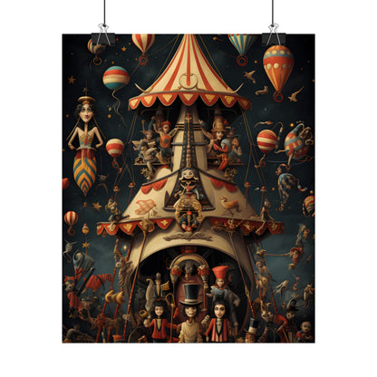 Whimsical Clockwork Circus: Fantastical Artwork in Vibrant Colors - Poster