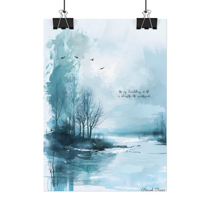 Serene Landscape: A Peaceful Nature Scene with Inspirational Quote - Poster