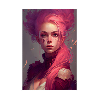 Enigmatic Portrait: Pink Hair in Darkness - Poster