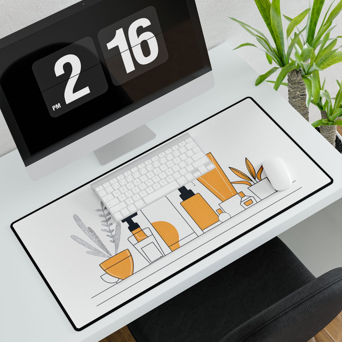 Minimalist Product Design: Bold Gray Illustration Artwork - Desk Mat