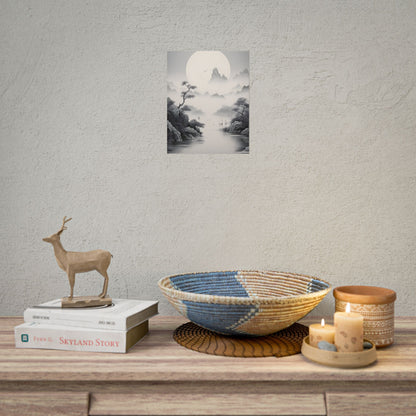 Chinese Ink Mirror Landscape: Serene Artwork - Poster