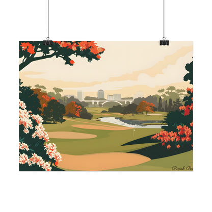 Retro Golf Illustration: Classic Course Art - Poster