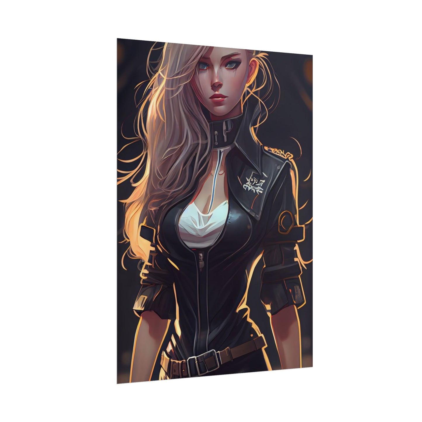 Blonde Female Police Officer: Calm Professional in Hotel Lobby - Poster