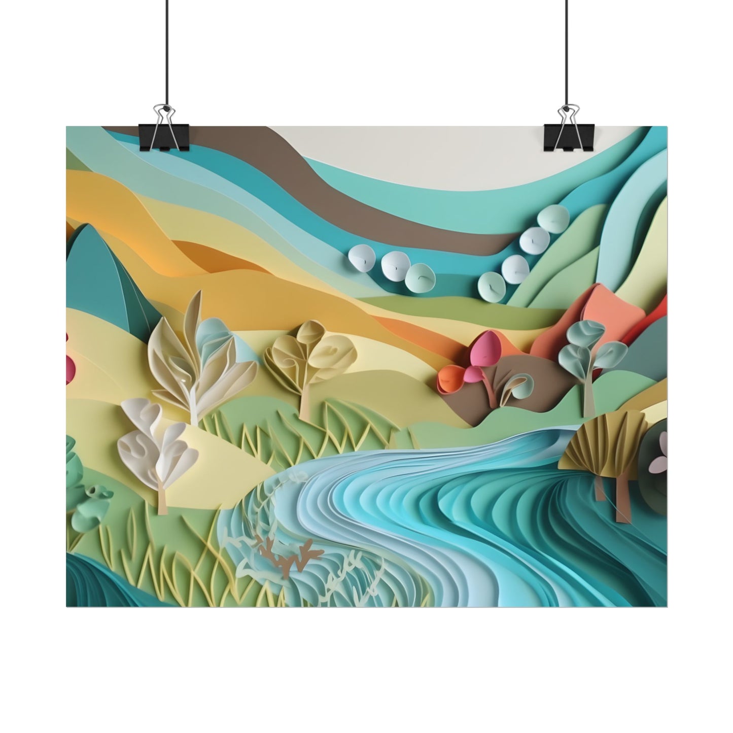 Magical Peaceful Beach: Realistic Paper Quilling Art - Poster