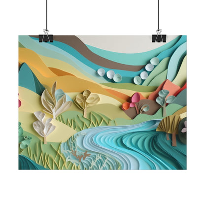 Magical Peaceful Beach: Realistic Paper Quilling Art - Poster