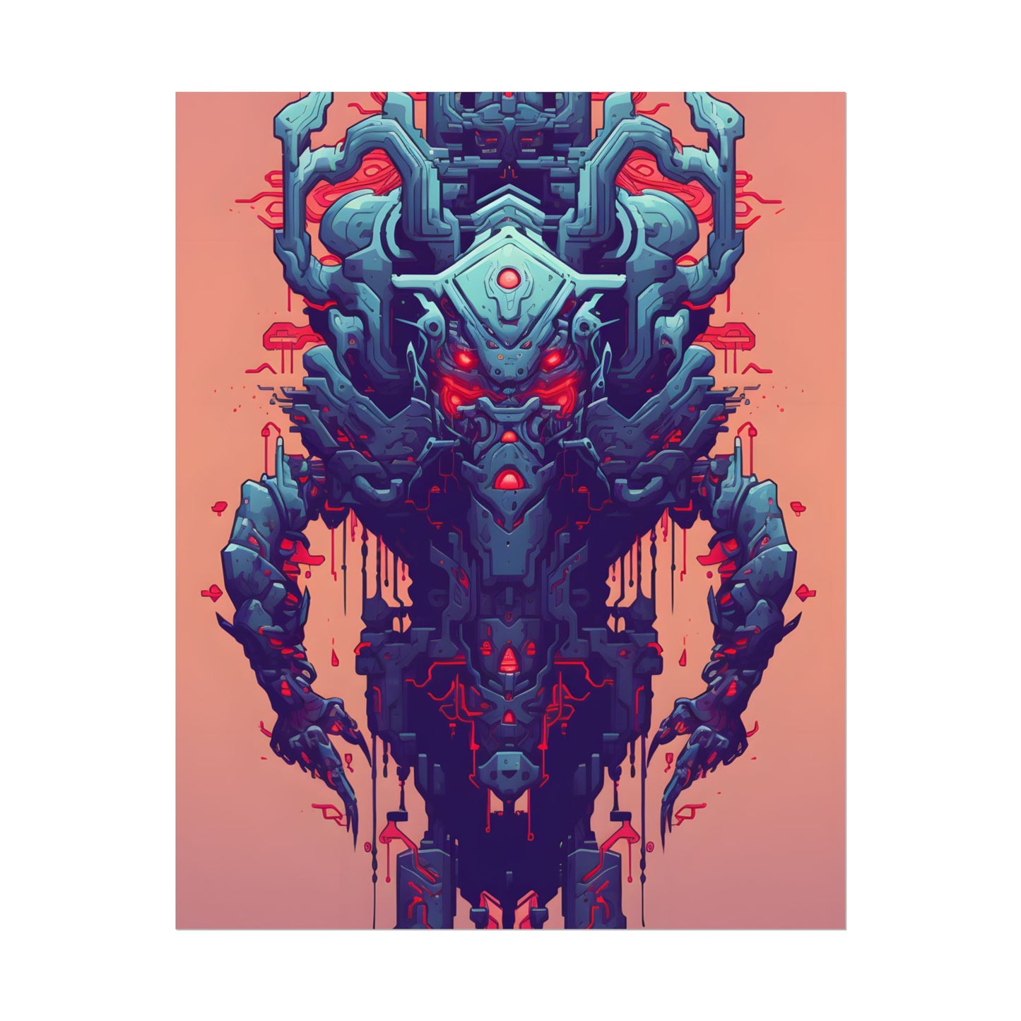 Neon Pixel Pets: Cyberpunk Synthwave Digital Art - Poster