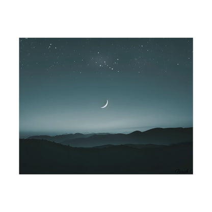 Minimalist Night Scene: Blue-Gray Sky Digital Art - Poster