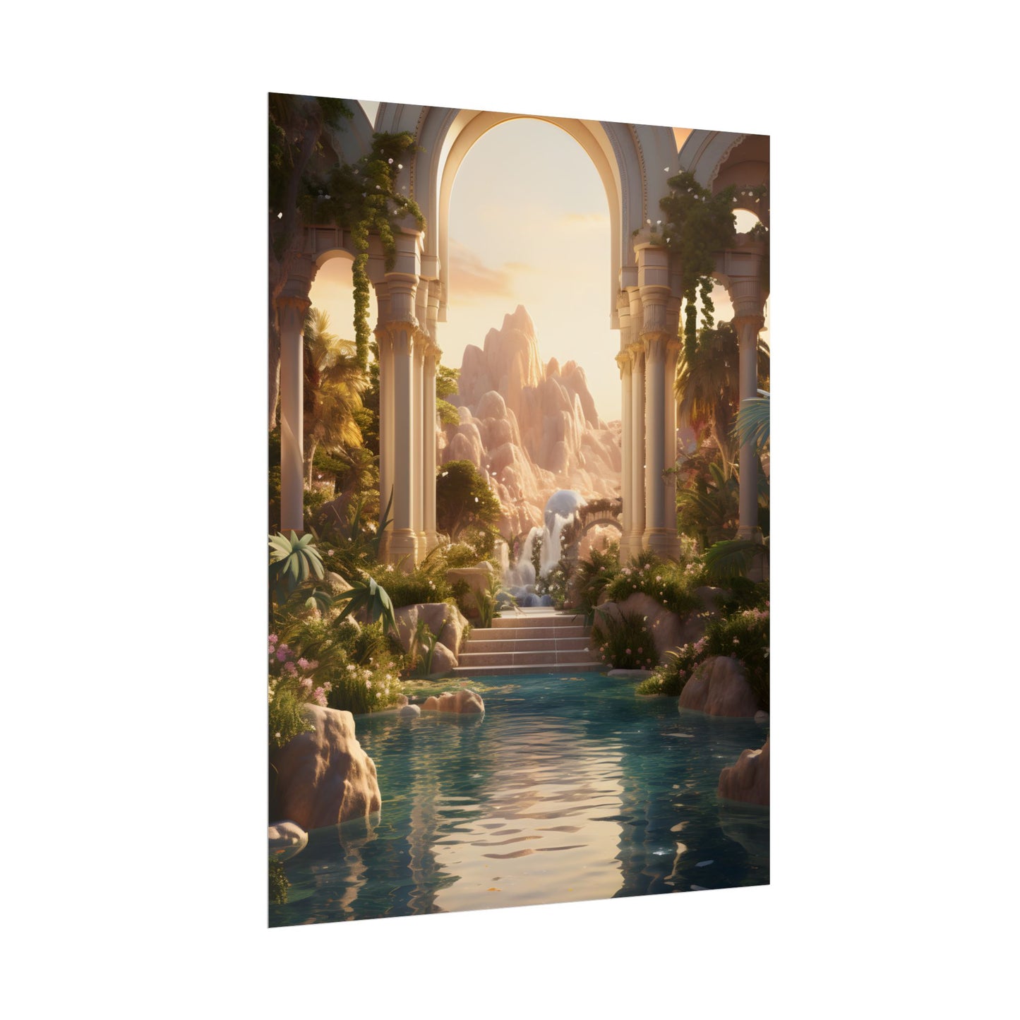 Desert Oasis: Arabian Nights-Inspired Artwork at Golden Hour - Poster