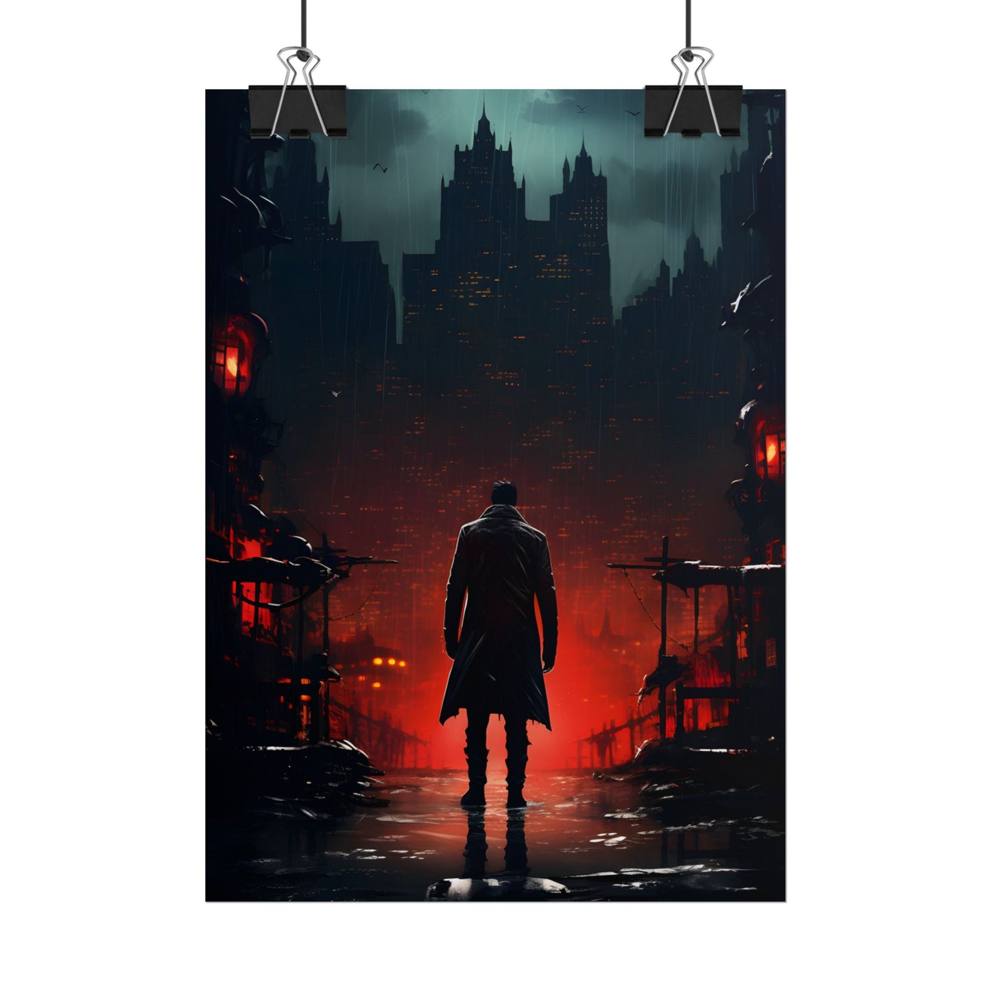 Urban Fantasy Detective: Cityscape at Dusk - Noir Artwork - Poster