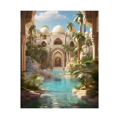 Serene Desert Oasis: Arabian Nights-Inspired Artwork - Poster