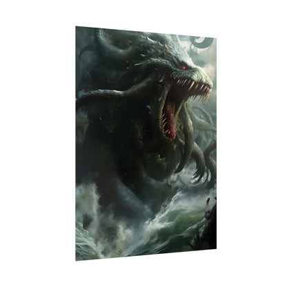 Mythic Ocean Terror: Ancient Sea Monster with Six Tentacles - Poster