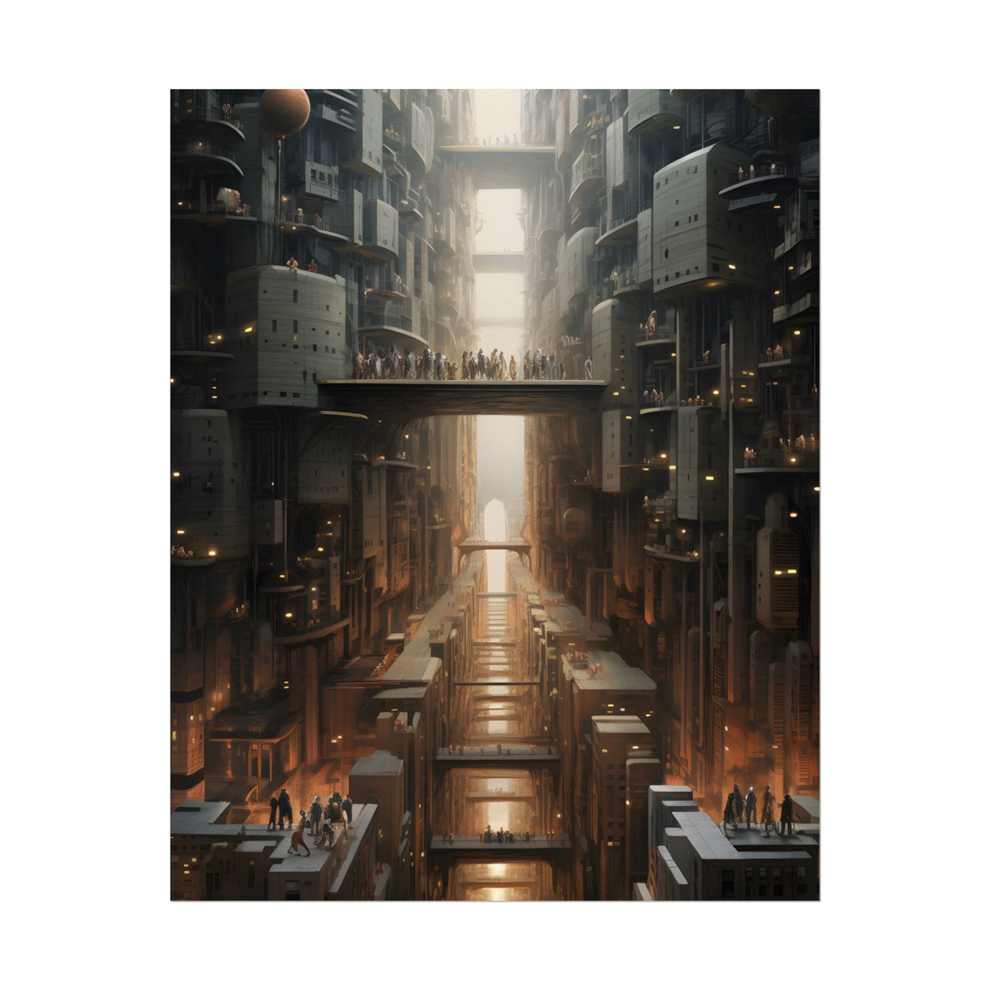 Futuristic City of Perfection: Modern Skyscrapers under Neon Lights - Poster