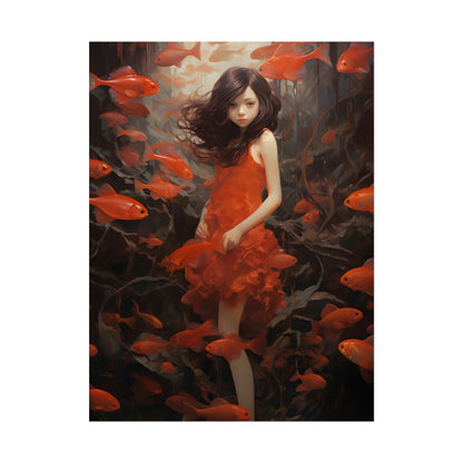Simple Orange Still Life: Casual Wooden Table Art - Poster