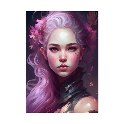 Astonishing Female Portrait with Pink Hair: Dre Artwork - Poster