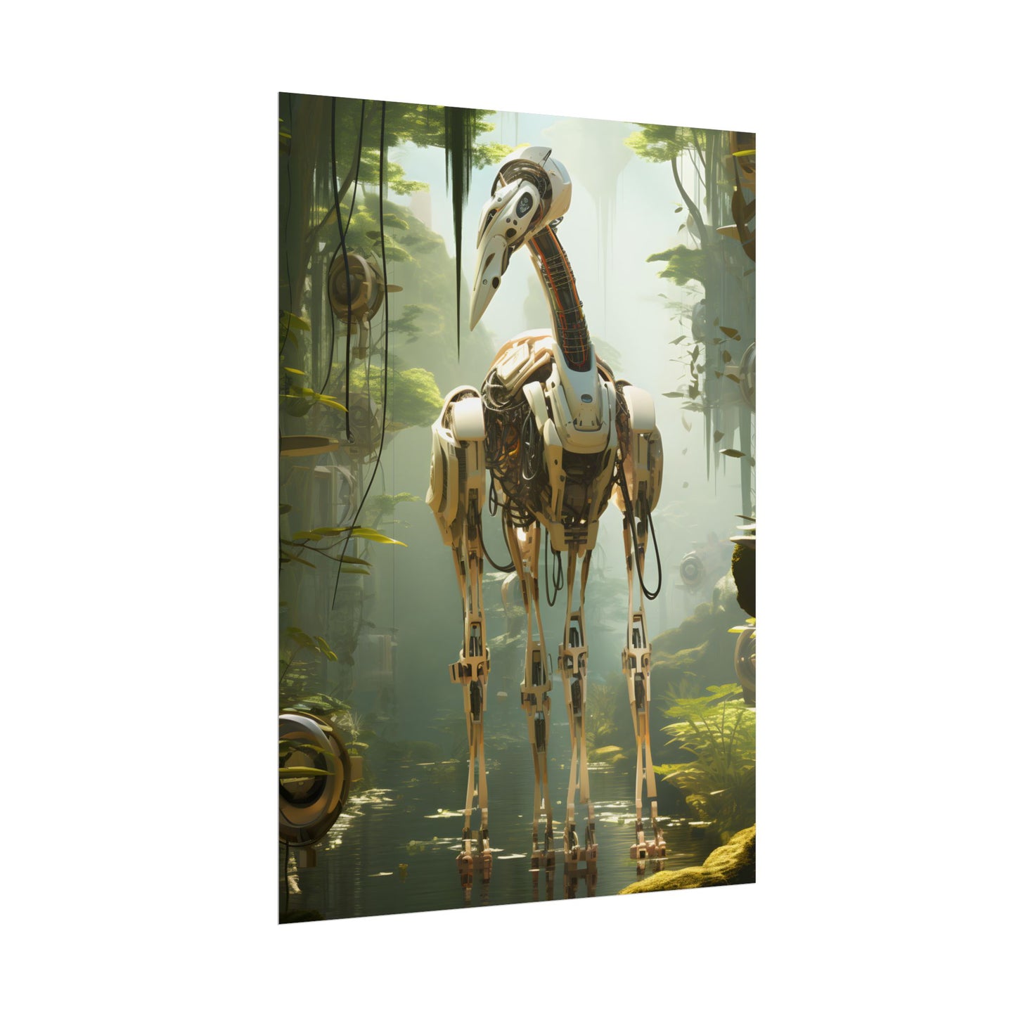Robotic Guardians of Nature: Serene Wildlife Sanctuary Art - Poster