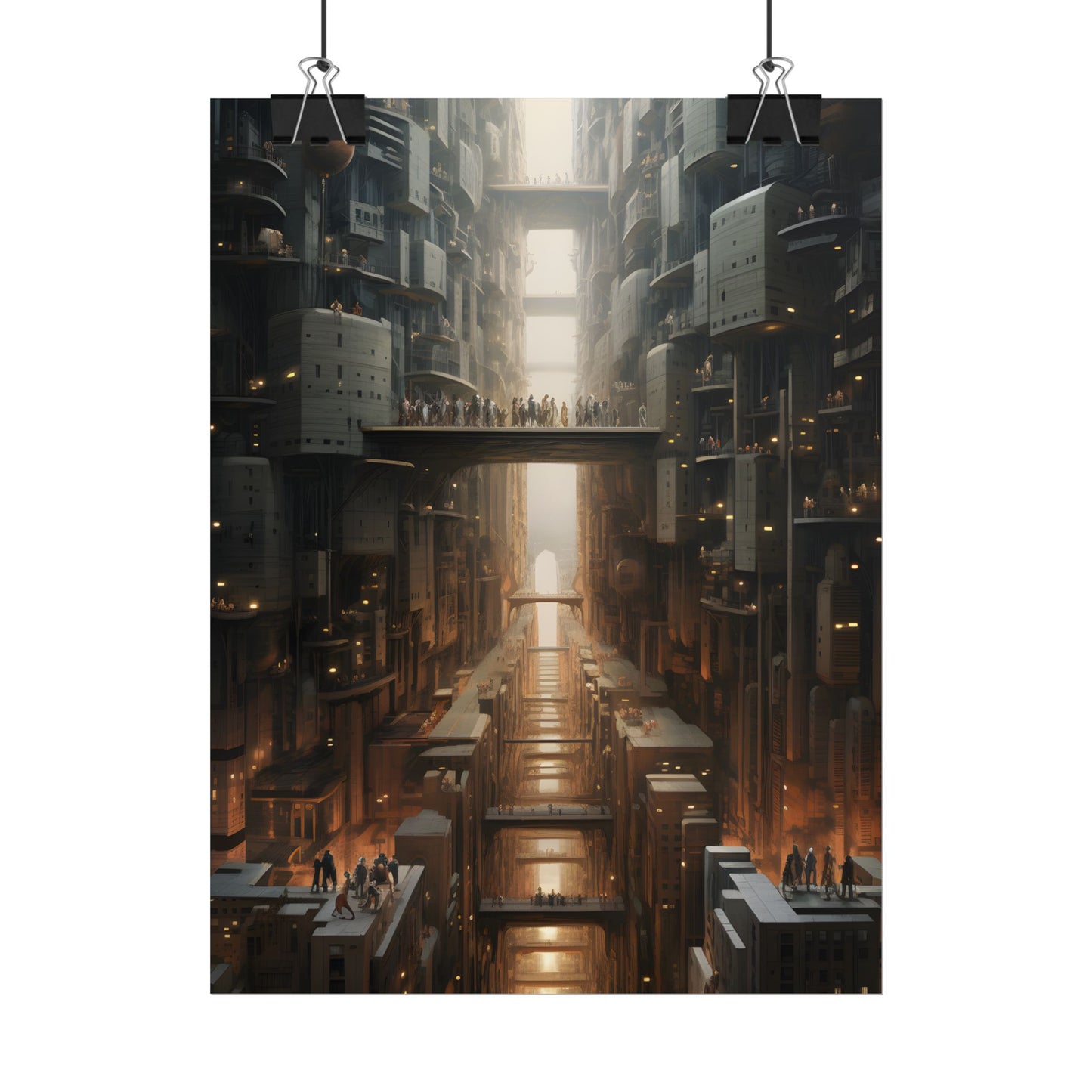 Futuristic City of Perfection: Modern Skyscrapers under Neon Lights - Poster