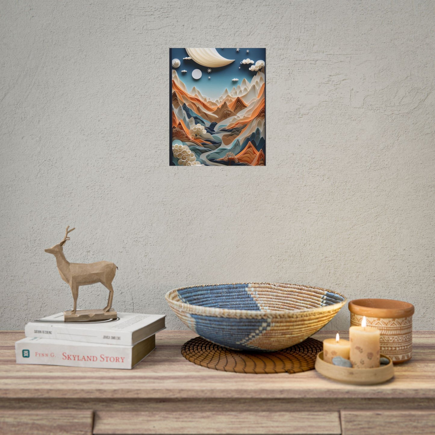 Vibrant European Quilled Landscape: Intricate Paper Art - Poster