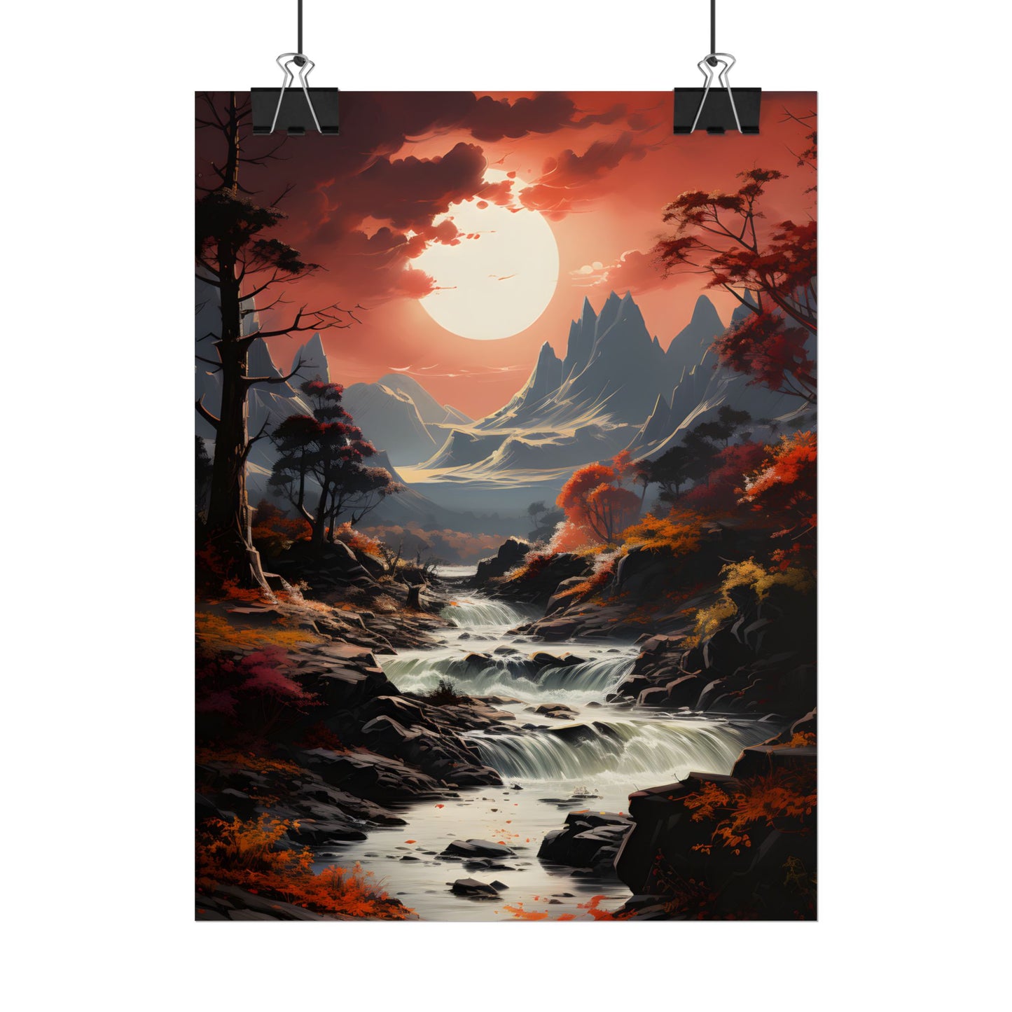 Breathtaking Waterfall Oil Painting: A Realistic Artwork - Poster
