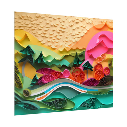 Magical Beach Landscape: Paper Quilling Art Piece - Poster