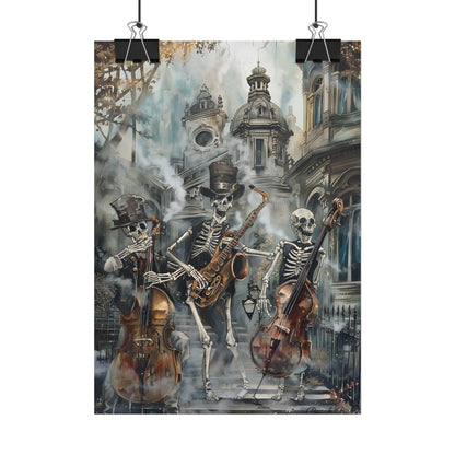 Victorian Lowbrow Jazz: Skeleton Band in Artistic Swing - Poster
