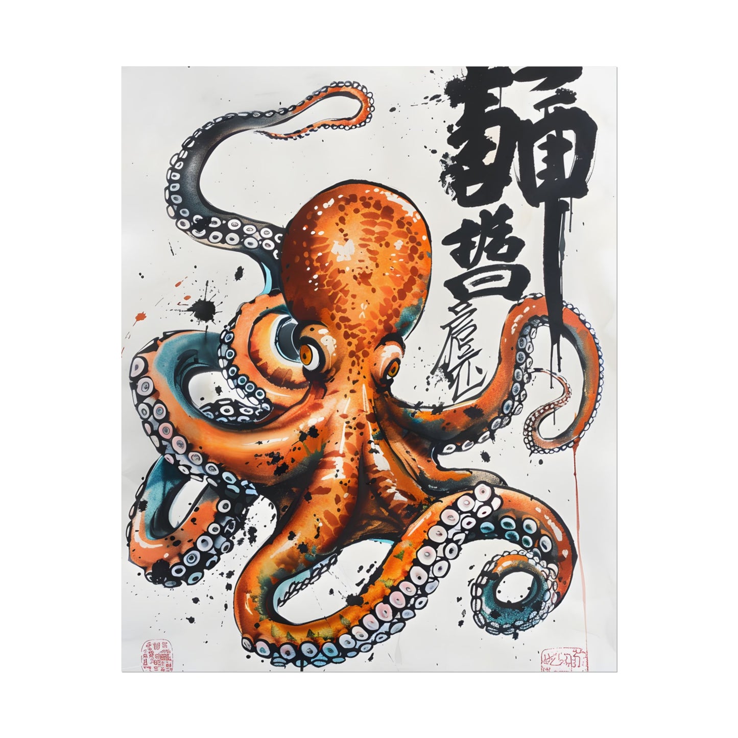 Japanese Ukiyo-e Octopus: Traditional Artwork Print - Poster