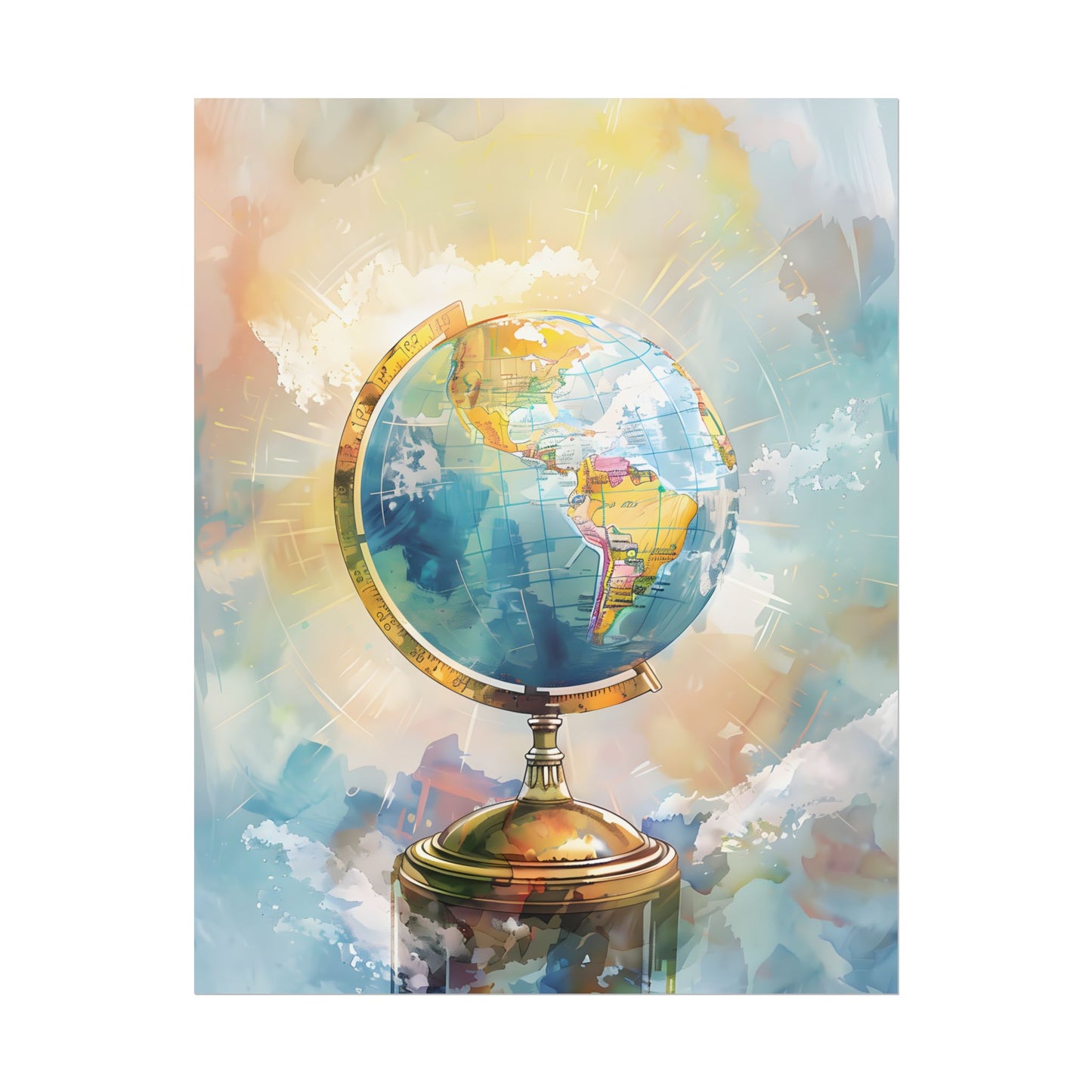Vintage-Style Globe: World Map with Iconic Features - Poster