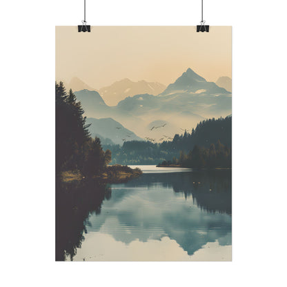 Serene Mountain Lake Aerial: Birds Eye View Artwork - Poster