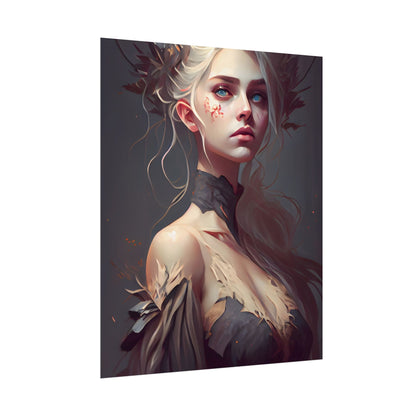 Elegant Blonde Portrait: Outdoor Woman in Dress - Poster