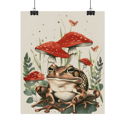 Retro Frog Smile: Colorful Mushroom Friends - Poster